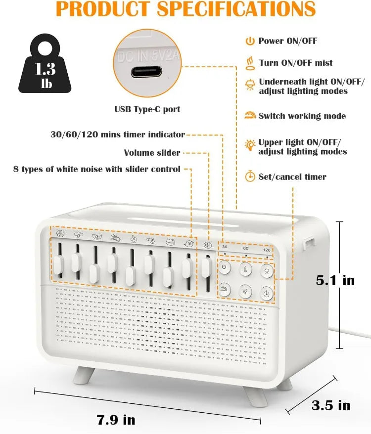 Comfera™ Flame Air Diffuser White Noise Sleep Machine